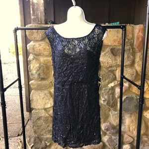 Sparkly black lace dress low back